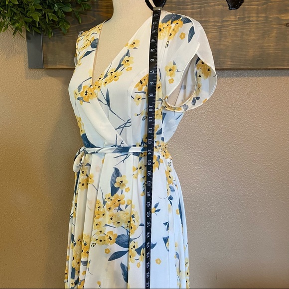 EUC Lulus French Countryside White and Yellow Floral Print High-Low Dress - Picture 6 of 14